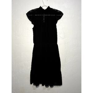 Monteau black mock neck tiered sheer dress womens XS whimsigoth witchy goth emo